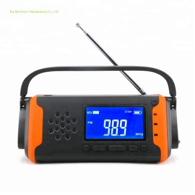 HD Digital hurricane emergency solar hand crank powered noaa radio with LED flashlight