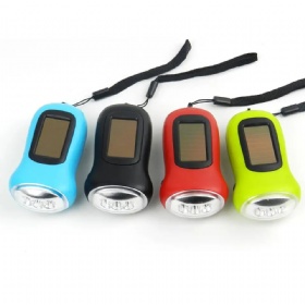 Solar powered hand crank dynamo 3 LED flashlight